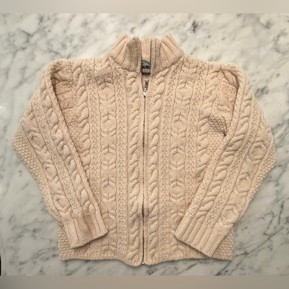 Aran Crafts Cream Merino Wool Sweater from Ireland - Women Medium/Men Xtra Small